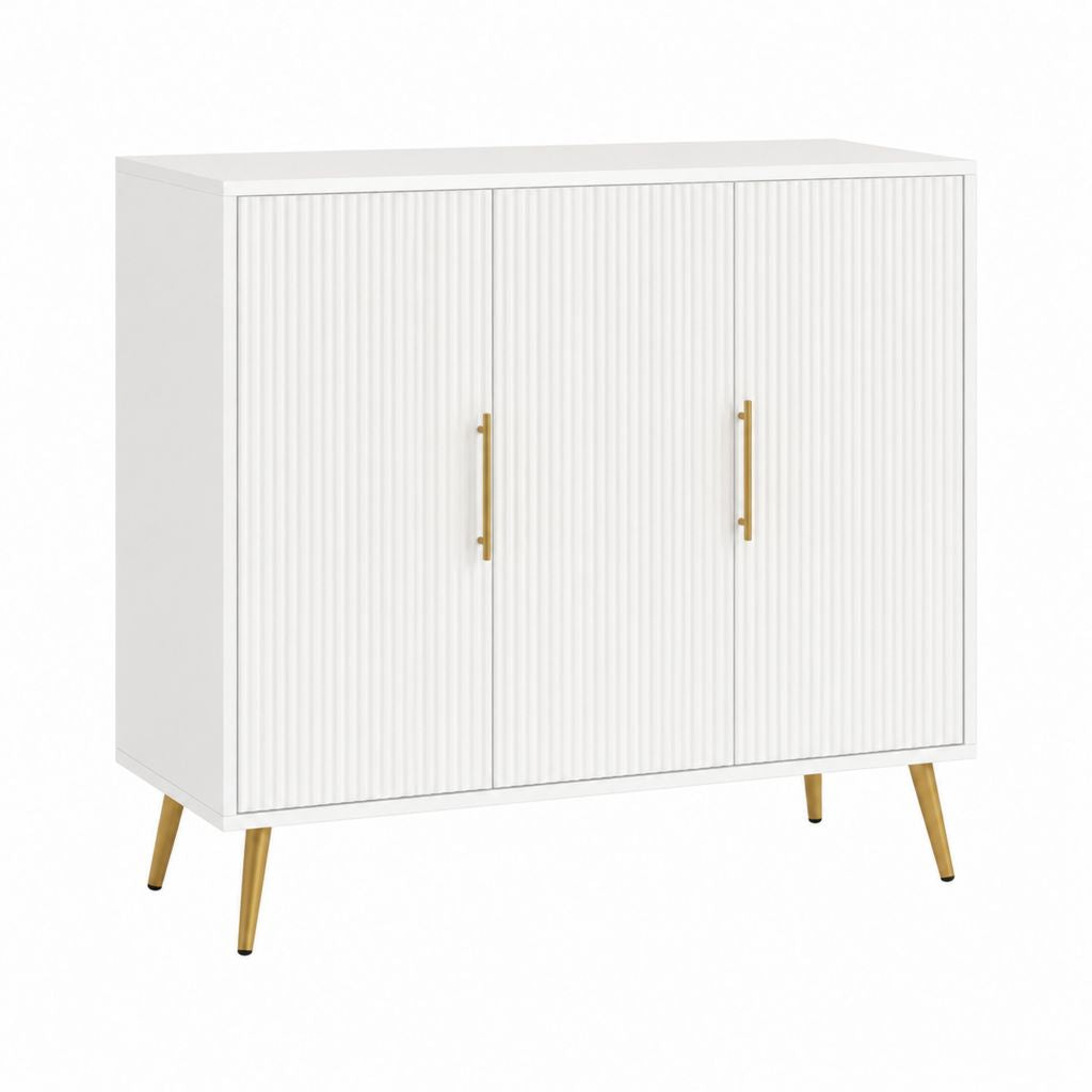 Buffet 3 portes blanc en MDF rectangulaire 120 x 40 x 100 cm