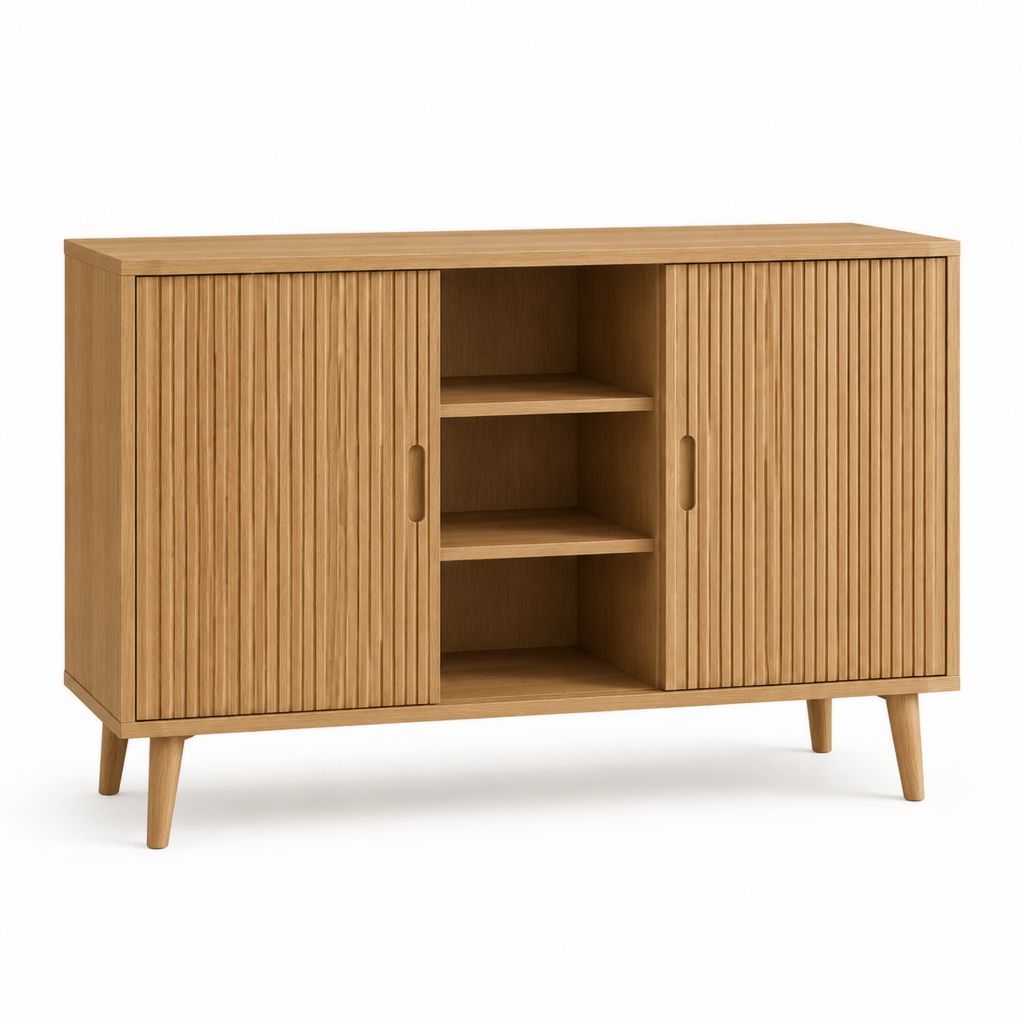 Buffet de salle à manger coulissant chêne clair MDF plaqué chêne 120 x 40 x 90 cm