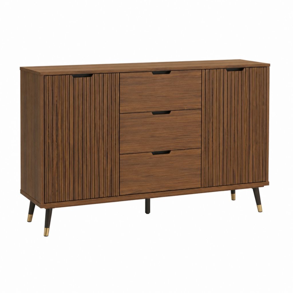 Buffet de salle à manger marron noyer en panneaux MDF 160 x 40 x 90 cm