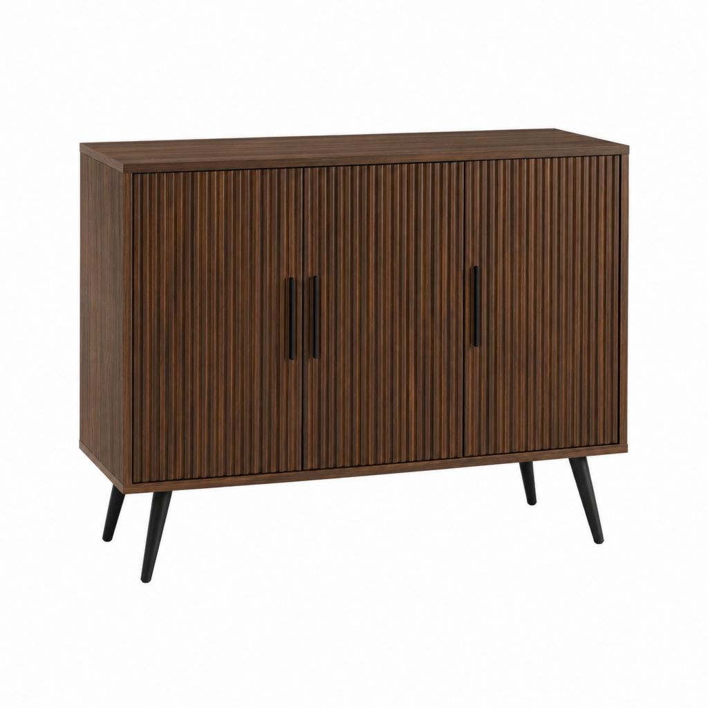 Buffet de salle à manger 3 portes noyer foncé en MDF rectangulaire 120 x 40 x 90 cm