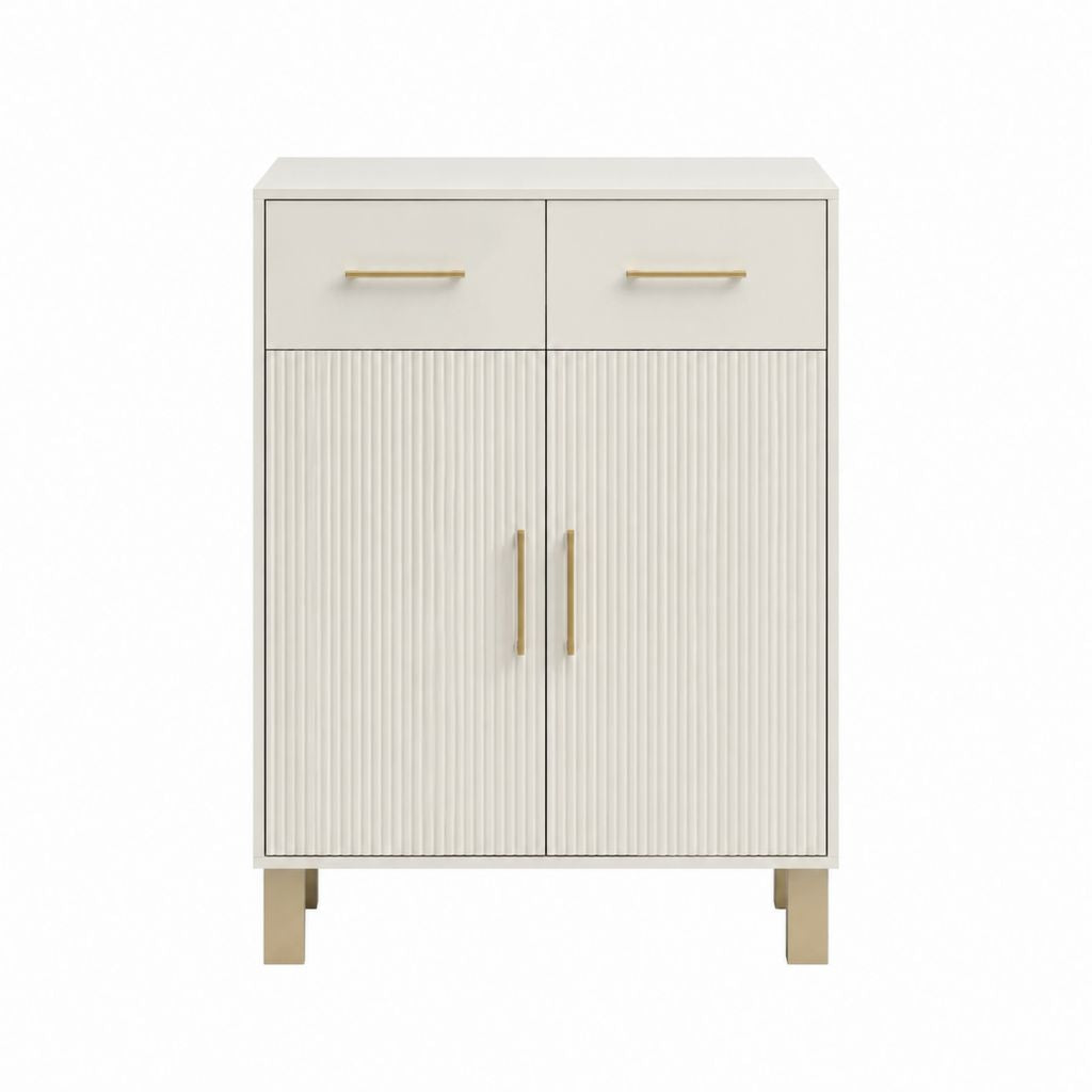 Buffet de salle à manger rectangulaire 2 portes 2 tiroirs blanc cassé en MDF 80 x 40 x 120 cm