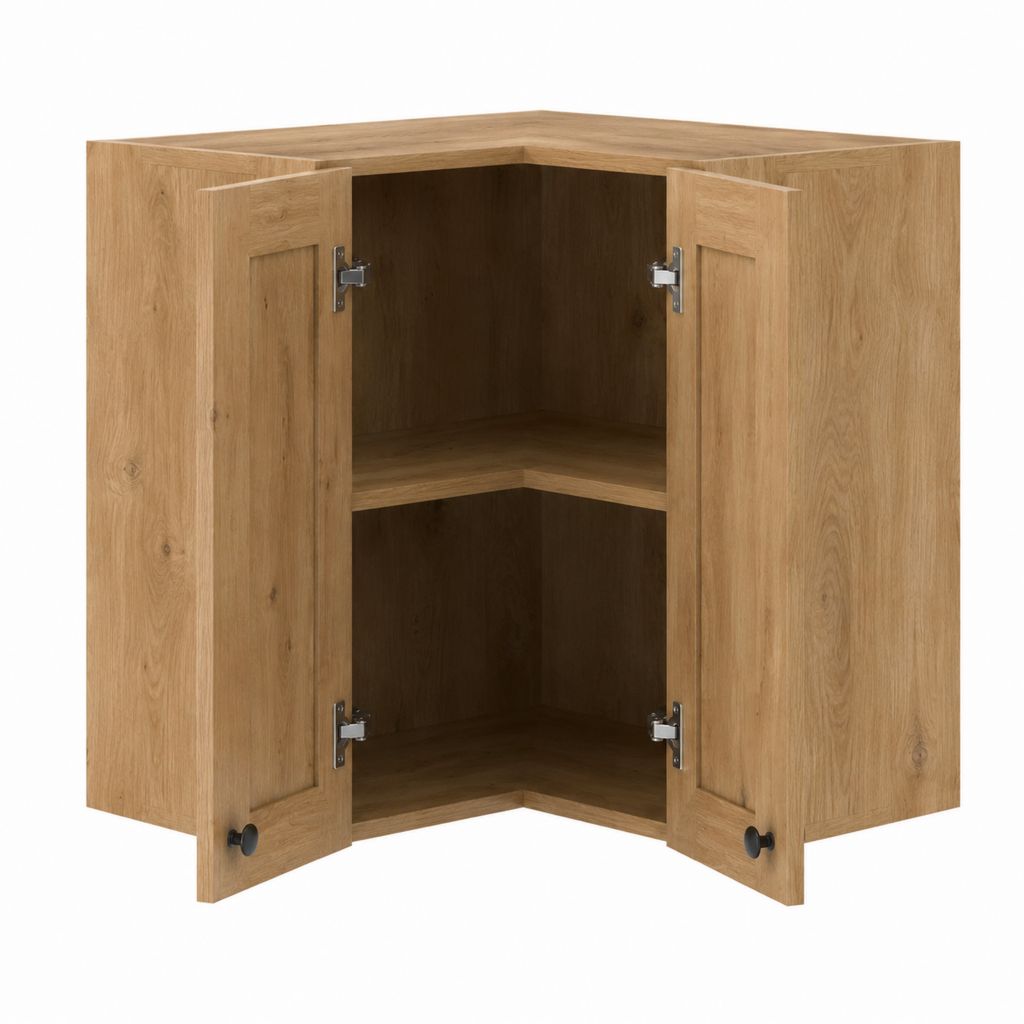 Meuble bas d’angle de cuisine chêne 2 portes en panneaux de particules 90 x 90 x 72 cm