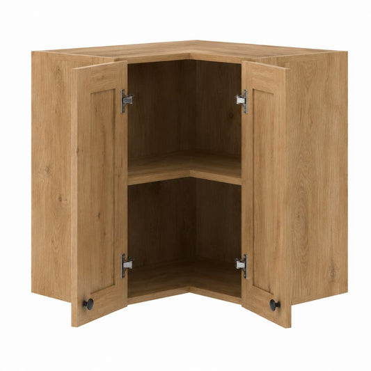 Meuble bas d’angle de cuisine chêne 2 portes en panneaux de particules 90 x 90 x 72 cm