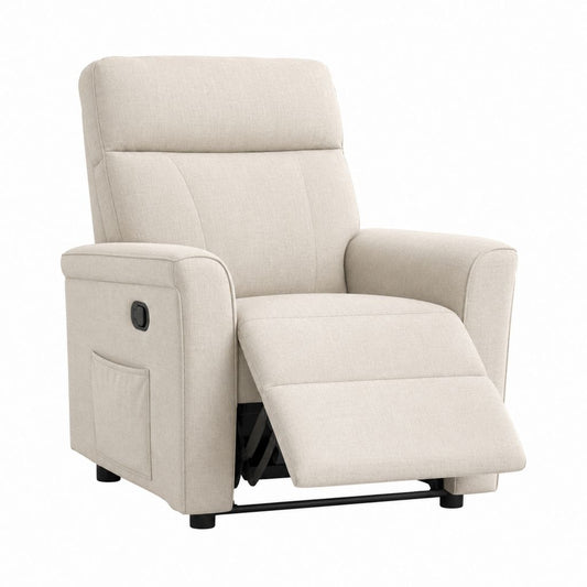 Fauteuil relax inclinable manuel beige en polyester 84 x 94-160 x 102 cm