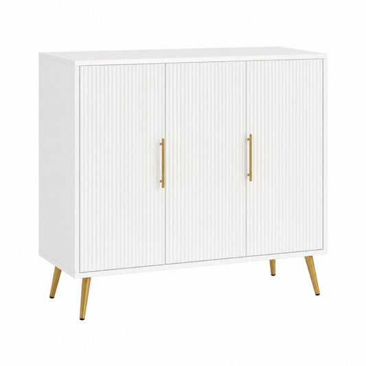 Buffet 3 portes blanc en MDF rectangulaire 120 x 40 x 100 cm