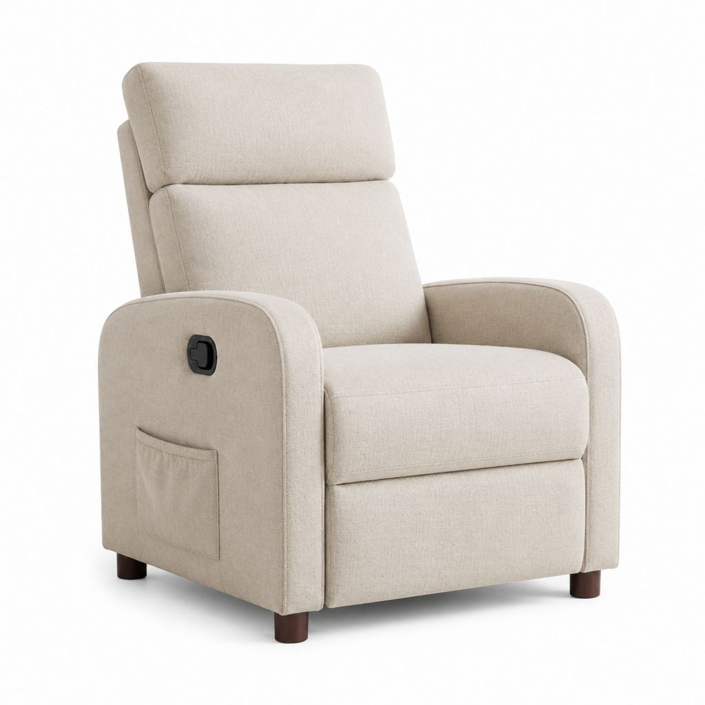 Fauteuil relax inclinable manuel beige en polyester 90 x 91 x 103 cm