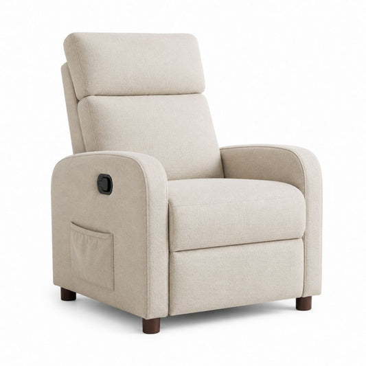Fauteuil relax inclinable manuel beige en polyester 90 x 91 x 103 cm