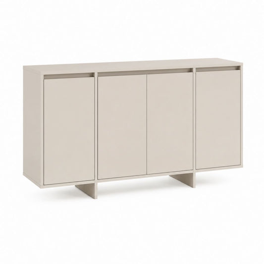 Buffet 4 portes beige en panneaux MDF laqués rectangulaire 160 x 40 x 80 cm