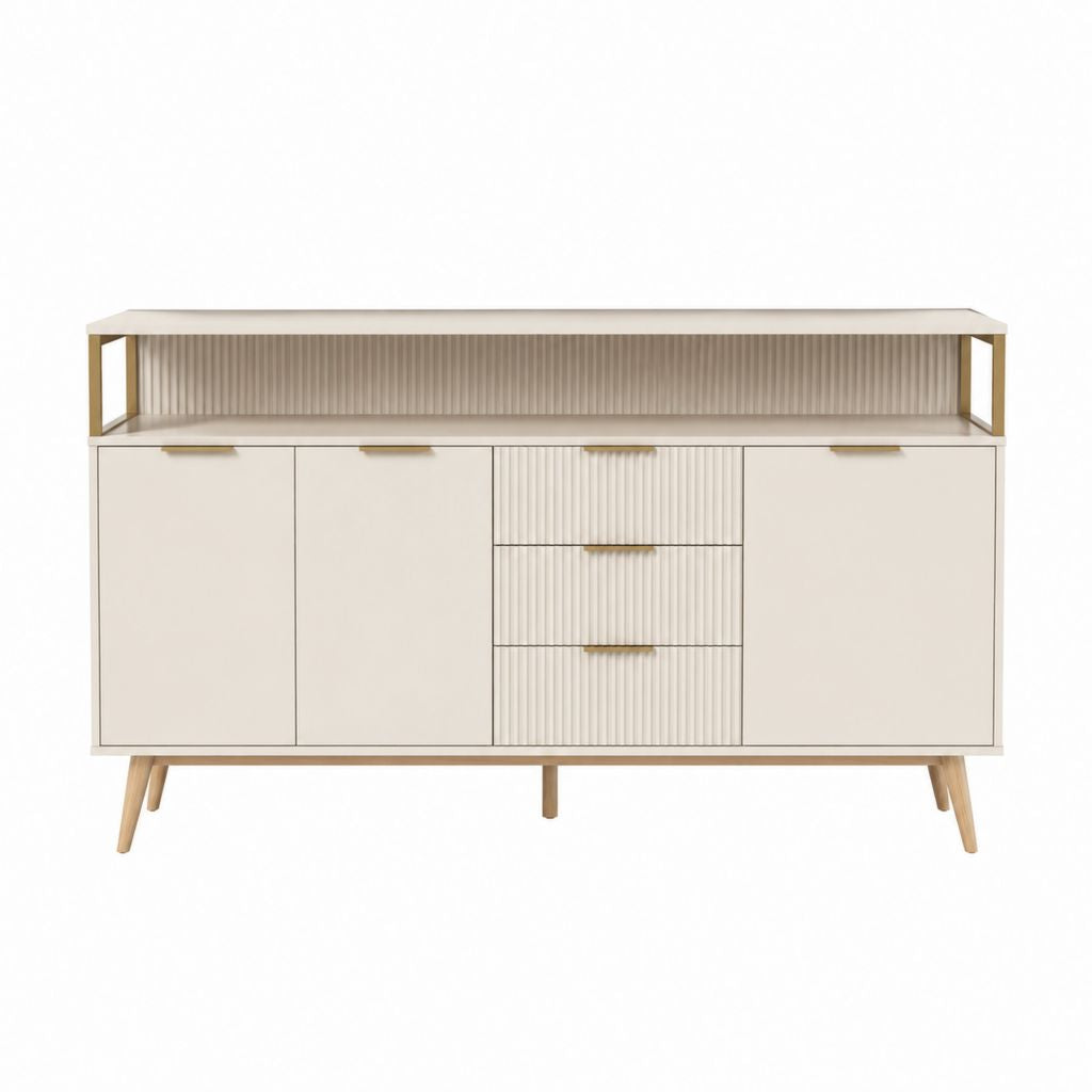Buffet de salle à manger rectangulaire crème en MDF 160 x 40 x 100 cm