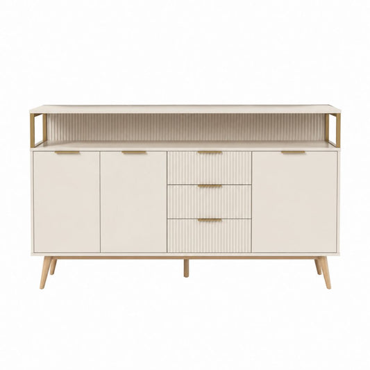 Buffet de salle à manger rectangulaire crème en MDF 160 x 40 x 100 cm