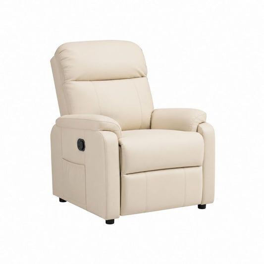 Fauteuil relax inclinable manuel beige en cuir PU 90 x 94 x 102 cm