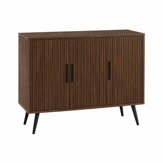 Buffet de salle à manger 3 portes noyer foncé en MDF rectangulaire 120 x 40 x 90 cm