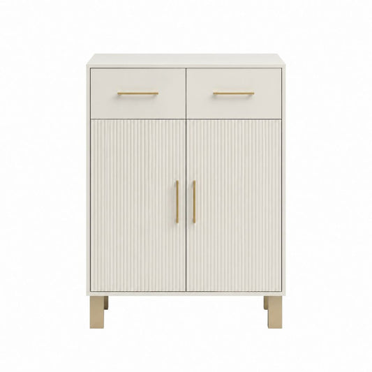 Buffet de salle à manger rectangulaire 2 portes 2 tiroirs blanc cassé en MDF 80 x 40 x 120 cm