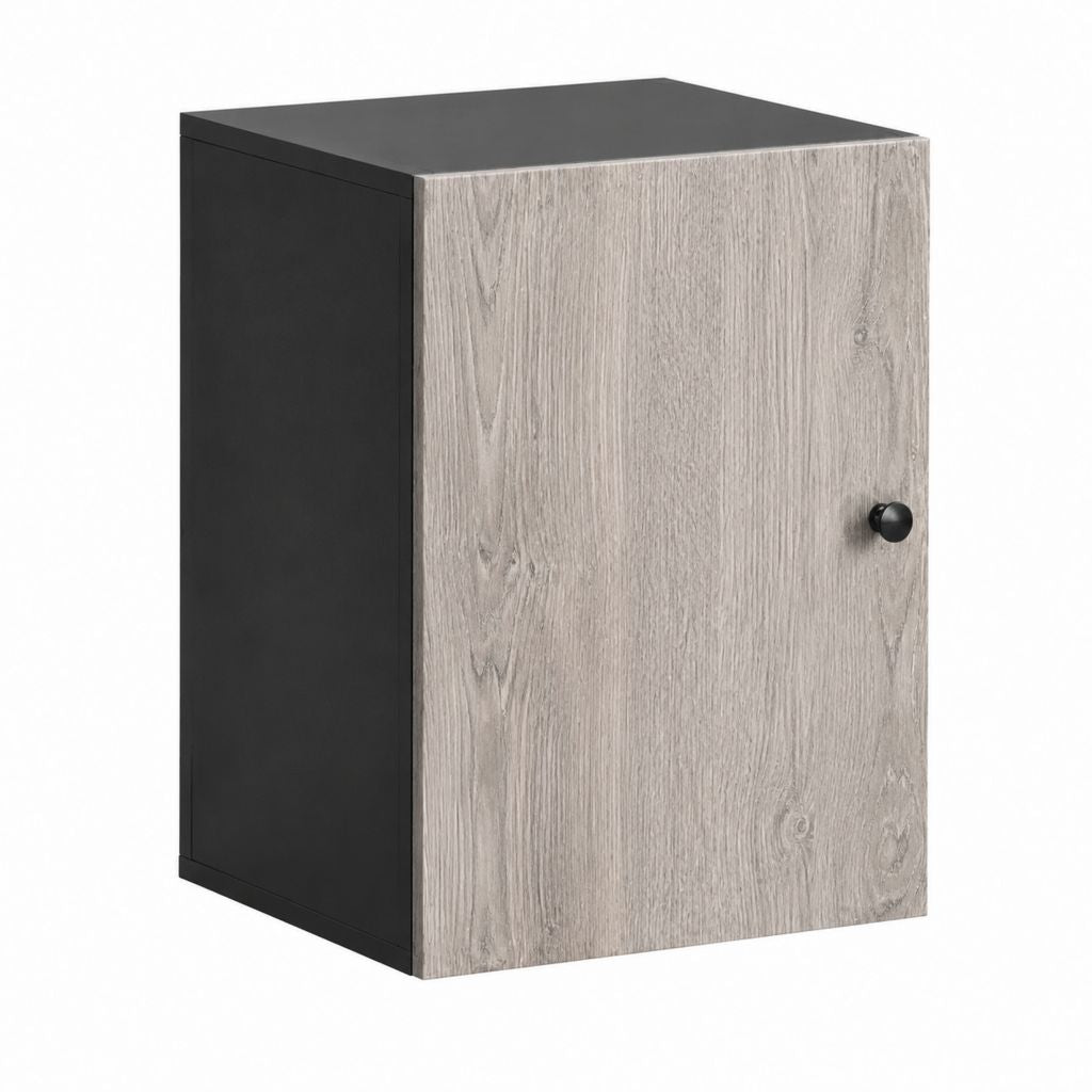 Armoire murale de salle de bain gris chêne et noir en panneaux de particules 60 x 40 x 20 cm