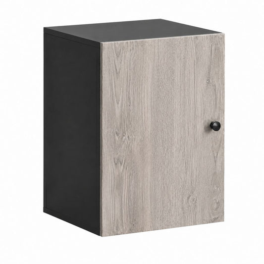 Armoire murale de salle de bain gris chêne et noir en panneaux de particules 60 x 40 x 20 cm